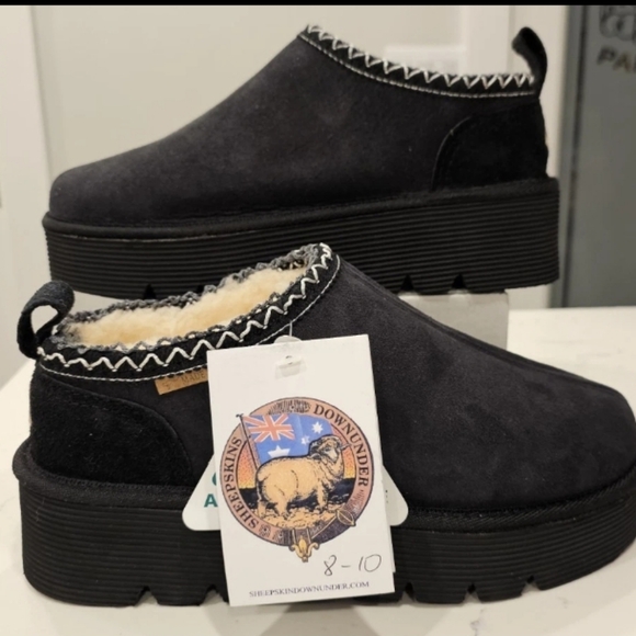 Black Suede Platform Slip-On Shoes - Picture 1 of 6